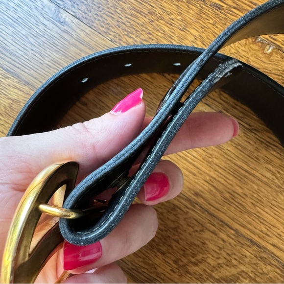 Gucci Vintage GG Black Leather Belt, Size 85 - Picture 10 of 12